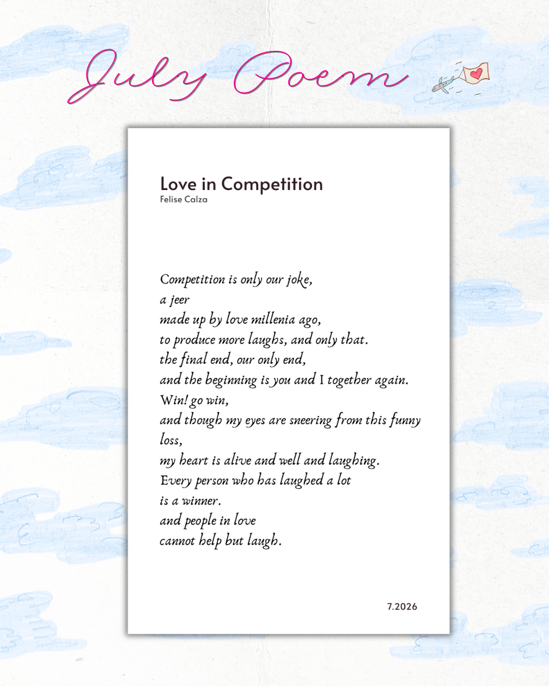 July Mail Poem - 3.5" by 5.5"
